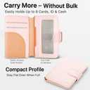 for MagSafe Wallet, Magnetic Phone Wallet RFID Blocking, Slim 5-8 Card Holder with Cash Slot & Clear ID Window, Minimalist Mag Safe Wallets for iPhone 17/16/15/14/13/12 Series, Blush Pink