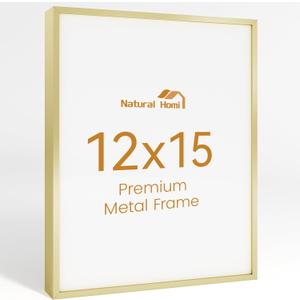 12x15 Aluminum Metal Picture Frame,Tempered Glass Gold Photo Frame 12x15 for Family Photo,Posters,Art,Document to Wall Mount Horizontally or Vertically