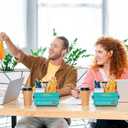 Chuangdi 3 Set Dumpster Fire Pencil Holder on Desk with 150 Flame Note Cards Office Caddy Dumpster Fire Cute Accessories Decor for Desk Pens Pencils Funny Gift Not Assembled(Blue)