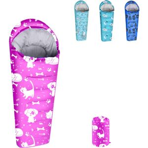 KidzAdventure Mummy Style 32  59F Kids Sleeping Bag with Pillow Sleeve, 4 Season, Lightweight and Backpacking Style, Ideal for Camping, Sleepover, Boys, Girls, Youth and Toddlers