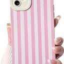 NITITOP Compatible for iPhone 12 Case Cute Stripe - Pink