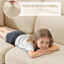 YEMYHOM Couch Cushion Covers for Sofa, Stretch Sectional Couch Seat Cushion Covers Washable Thick Furniture Protector Sofa Slipcovers for Pets (2 Seater + 1 Chaise, Beige)