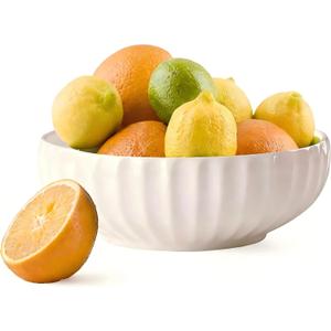 Large Ceramic Fruit Bowl for Kitchen Counter, 10-Inch White Fruit and Vegetable Bowl, Decorative Serving Bowl for Home