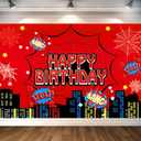 Red Spider Web Backdrop for Birthday Party Decoration, 7 x 5ft Photo Background Banner Red and Blue Cartoon Theme Party Supplies for Boys Baby Shower Wall Decor Photo Booth Props (7 x 5ft)