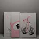 JBZZD Pink Coquette Canvas Wall Art Set of 3 Trendy Preppy Disco 8 Ball Cherry Wall Decor Posters Room Decor Prints Pictures for College Apartment Girls Bedroom Living Room Framed 16x24 In (24L x 16W)