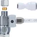 YUHX Feed Water Adapter 3/8" x 1/4" or 3/8" Add-A-Tee, 1/2 x 1/4 or 3/8 Water Line splitter,1/4 Push to Connect not Fit Thread or Braided Hose