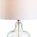 JONATHAN Y Gemma Glass Bell Table Lamp 19", Clear
White Linen Round Shade, Chrome Metal Hardware, Rotary Switch, Transitional Minimalist Style, LED Bulb Included