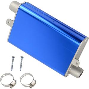 Diesel Heater Exhaust Silencer Muffler with Clamp, 24mm/ 0.94In Upgraded Aluminum Alloy Parking Heater Muffler Fit for Eberspacher Webasto Reducing Noise with Screws - Blue