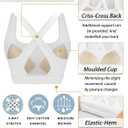 RUNNING GIRL High Impact Sports Bras for Women, High Support Running Strappy Women's Sports Bra with Sewn in Pads (White, XL)