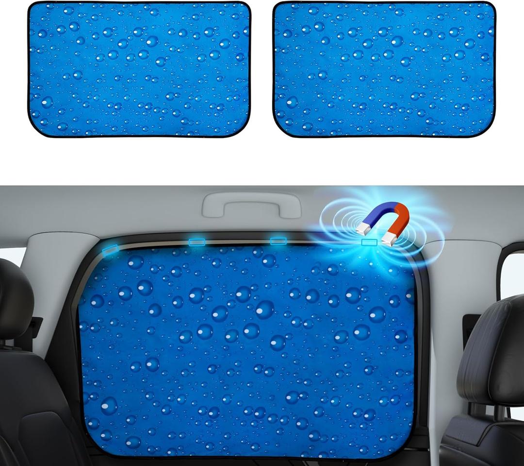 Aokway Magnetic Side Window Sun Shade -100% Block Light Car Window Shades - Car Privacy Curtains Universal Fit for Baby Naps, and Camping with UV Protection (Blue, Rear 2pcs)
