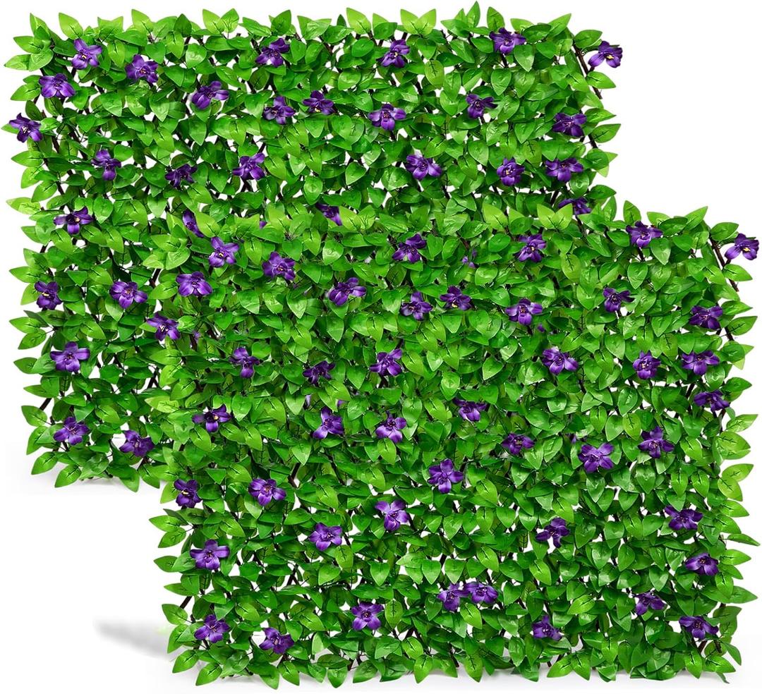 DOEWORKS Expandable Fence Privacy Screen for Balcony Patio Outdoor, 2PCS Faux Ivy Fencing Panel for Backdrop Garden Backyard Home Decorations