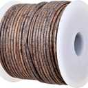 GENIQUE Real/Genuine Round Leather String Cord for Necklace, Bracelets, Jewellery, Braiding (1.5mm, Grey Distressed)