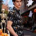 Hawaiian Shirt for Men Short Sleeve Button Down Shirt Men Casual Summer Tropical Beach Aloha Shirts Hawaii Party (Black, L)