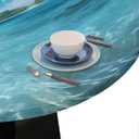 Palm Tree Hawaii Beach Round Fitted Tablecloth Elastic Edged Plastic Table Cover Coconut Palm Waterproof Wipeable Table Cloth Tablecloth Fits Tables up to 36"-42"