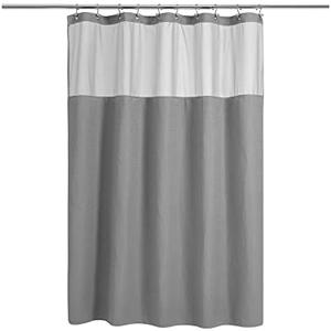 N&Y HOME 54 Inch Waffle Weave Shower Curtain with Snap-in Fabric Liner & 12 Metal Hooks Set - 54" x 72" Shower Stall Size, Hotel Style & Mesh Top Window, Machine Washable - Gray, 54x72