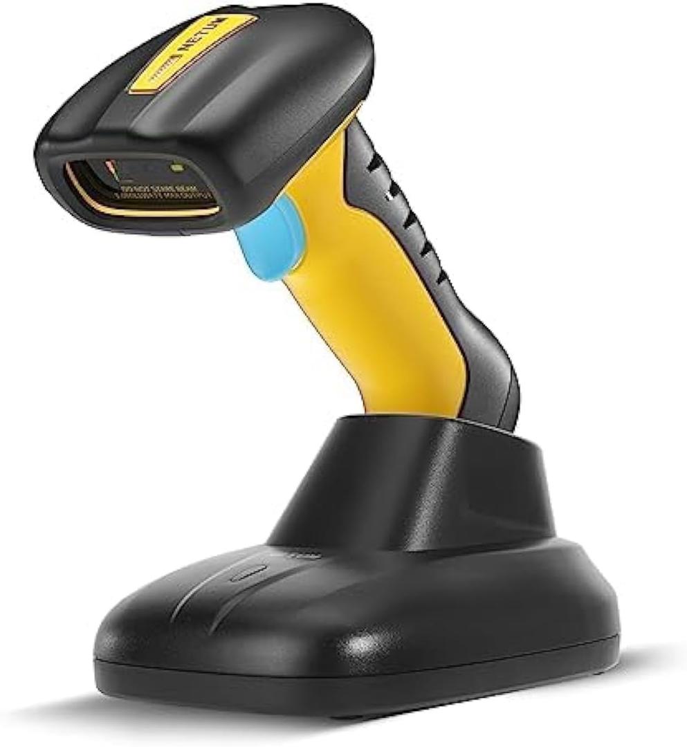 NETUM Upgraded QR Industrial Bluetooth Barcode Scanner with Charging Dock, Wireless 2D 1D Bar Code Reader 2600mAh Drop Protection Shock Dust Proof Hands Free for Windows Mac Android iOS (NT-1200) (NT-1200)