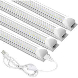 Reisener 4 Pack 4FT LED Shop Light, 36W 4500 Lumens Super Bright, 5000K Daylight, V-Shape Integrated T8 LED Tube Light, Linkable (Up to 6) Plug and Play Utility Garage Lights For Workshop Workbench