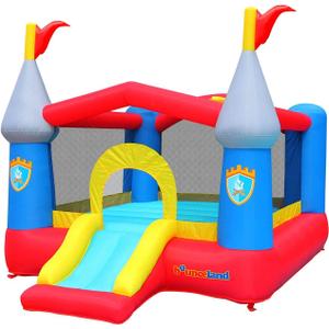 Bounceland [New Fun Colors] Kiddie Castle Bounce House with Hoop, 12 ft L x 9 ft W x 7.5 ft H, Fun Slide and Jump Area, Basketball Hoop, Strong UL Blower Included, Fun Party Theme for Kids