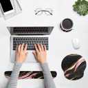 Britimes Black Pink Gold Marble Ergonomic Mouse Pad Set with Wrist Rest Non-Slip Rubber Base Wrist Cushion Support and Coasters Mousepad with Wrist Support for Computer Keyboard and Desk