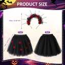 PinkSheep Girls Costume Set,Led Light Up Girls Tutu Skirt with Headband Bow Tie, Kids School Party Outfit Dress Up Cosplay (Medium, Skull Black)