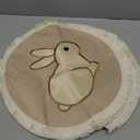 Gandeer Easter Placemats Set of 6 Embroidered Bunny Place Mats 15 Inch Round Spring Rabbit Placemats Rustic Vintage Washable Table Mats for Easter Table Home Party Decoration