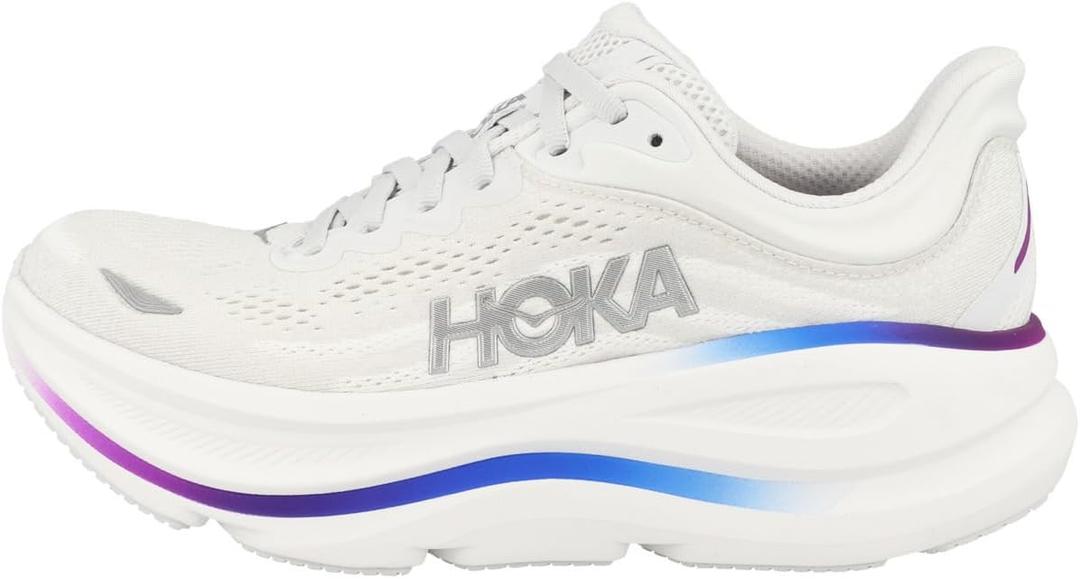 HOKA Women's Bondi 9 Sneaker (8, Cosmic Grey/White)