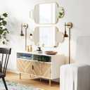 Nathan James Tamlin Vintage Brass Wall Light Fixture, Wall Mounted 1-Light Lamp, Plugin Sconce with On/Off Switch for Living Room, Reading Nook or Bedroom, Vintage Brass, Set of 2