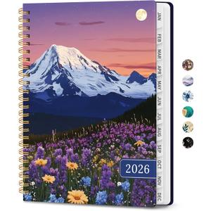 2026 Planner, Weekly and Monthly Planner for Women, January 2026 - December 2026, Hardcover 2026 Calendar Planner Book with Tabs, Inner Pocket, Spiral Bound, Perfect for Office Home School Supplies - A5 (6.3" x 8.5"), Moonlit Blooms