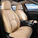 Coverado Seat Covers, Car Seat Covers Front Seats, Premium Nappa Leather Seat Covers for Cars, Waterproof Car Seat Protector with Lumbar Support, Front Seat Covers Universal Fit for Most Cars (Beige)