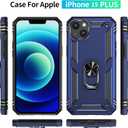Korecase Phone Cover for iPhone 15 Plus Case with Stand Ring,Military-Grade Shockproof Phone Cover for Apple iPhone 15 Plus 6.7-inch Heavy Duty Cover Blue