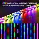 Ehaho 2 Pack 2FT Whip Lights with Spring Base,LED Whip Light with App & Remote Control, Spiral RGB Chasing Lighted Whips with Rocker Switch, Music Whip Light for UTV ATV Polaris RZR Can-Am SXS Truck