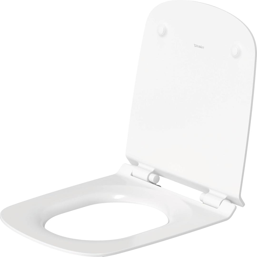 Duravit DuraStyle Toilet Seat 14 1/8" x 17 ", with Slow Close, Removable Seat, Stainless Steel Hinges, White High Gloss - 0063790000