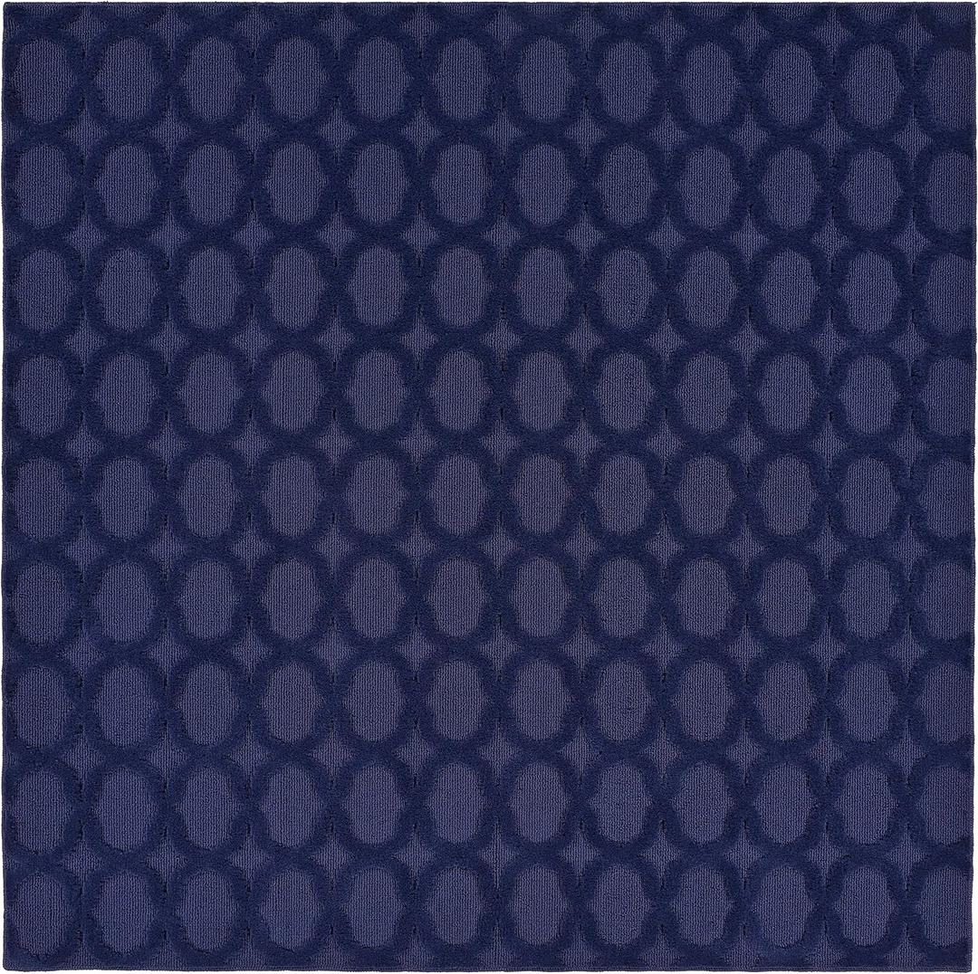 Garland Rug Garden Trellis 6 ft. x 6 ft. Square Indoor/Outdoor Area Rug Outdoor Waterproof Rug for Patio, Camping Rugs, RV, Porch, Deck, Camper, Balcony, Backyard for High-Traffic Areas, Navy Blue