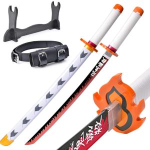 Demon Slayer Sword for Kids 31inch - Bamboo Blade with Belt and Sword Stand - Anime Sword Original Texture，Demon Slayer Katana for Cosplay Purpose