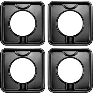 SGP-400 Chrome Square Gas Range Drip Pan, Black Porcelain Square 7.75 Replace WP786333 AP6011553 PS11744751 786333, 4 Pack | Upgrade by PANDEELS