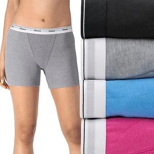 Hanes Women's Originals Boxer Brief Pack, Stretch Cotton Mid-Thigh Panties, Fashion, 4-Pack Size 7/L