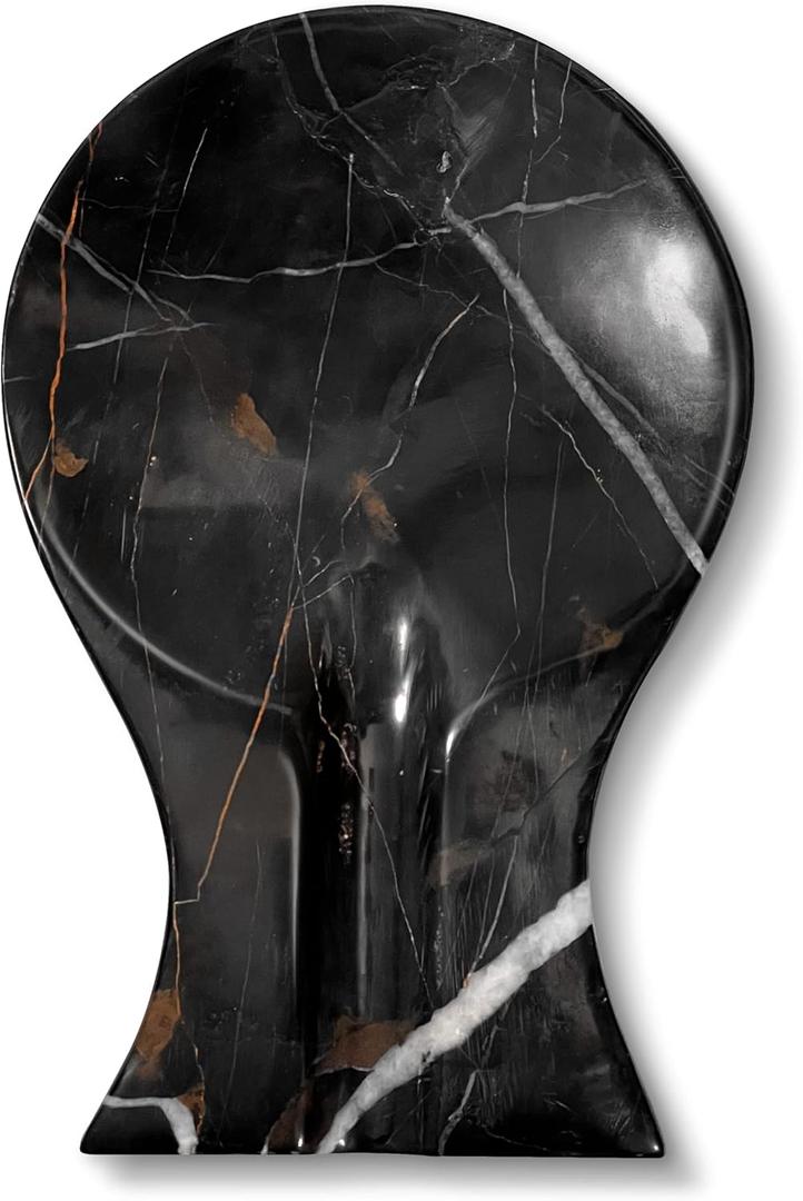 Luxury Handmade Multi Black Marble Spoon Rest for Kitchen Counter, Cooking Utensil Holder for Stove Top, Spatula, Tongs Keeper Countertop Spoon Holder