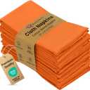 Ruvanti Cloth Napkins Set of 12, 18x18 Inches Napkins Cloth Washable, Soft, Durable, Absorbent, Cotton Blend. Table Dinner Napkins Cloth for Thanksgiving, Halloween Dinners Parties - Orange/Fall