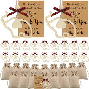 Thyle 24 Sets Friendship Elephant Ornaments Wooden Christmas Friendship Ornament with Story Cards Sisterhood Elephant Gifts for Women Tribe with Gift Bags for Xmas Best Friends Birthday Gifts(Lovely)
