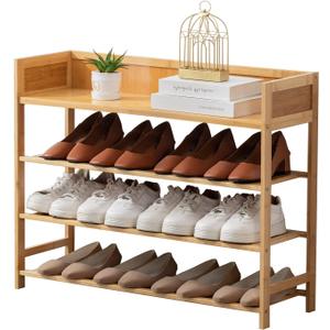 latifolia Bamboo Shoe Rack, 4-Tier Shoe Rack Organizer for Entryway, Living Room(Nature, 31.4''L), 4 Tier-31.50''L