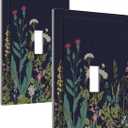 Light Switch Covers 1 Toggle Boho Wild Flowers Herbs Floral Single Toggle Wall Plate Decorative Switchcover Electrical Switchplate For Country Bathroom Bedroom Decor(2 Pack)