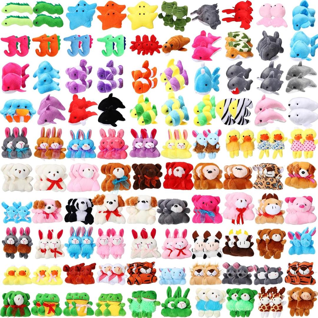 Leyndo 200 Pcs Mini Stuffed Animals Bulk Small Stuffed Animals Keychain Tiny Plush Toys for Valentine Classroom Rewards Easter Egg Fillers Carnival Prizes(Mixed)