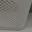 Mind Reader 60L Slim Laundry Hamper, Clothes Basket, Lid, Linen Design, Plastic, 18.25L x 14.25W x 23.5H, White