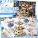 Lallisa 3 Tier Blue Hydrangea Cake Stand 10", 9" and 7" Ceramic Serving Tray Dessert Cupcake Display Holder Tower for Wedding Baby Bridal Shower Tea Party Decoration