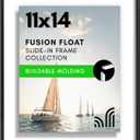 Americanflat 11x14 Floating Picture Frame with Shatter-Resistant Glass - Fits 8x10 Photos or Smaller - Slide-In Photo Frame - Fusion Float Collection - Floating Frames for Tabletop or Wall - Black