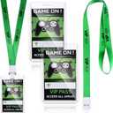 16 Pieces Video Game Party Favors Video Game VIP Pass Holder Tickets Party VIP Pass Lanyards for Birthday Party Supplies