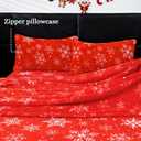 HCORA Faux Fur King Size Sheets Set, Luxury Soft Fleece Bed Sheets, Fluffy Plush Velvet Sheets Fuzzy Bedding Sheets for Fall and Winter, Cozy Warm, No Shedding, 4PC (01# Christmas)