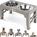 Jovrun Elevated Dog Bowls for Medium Large Size Dogs, Non-Slip Dog Feeder with 1*Stainless Steel Dishes & 1*Slow Feeder Bowl, 5 Heights Adjustable Raised Bowls to 3.15-8.66-9.84-11.02-12.2