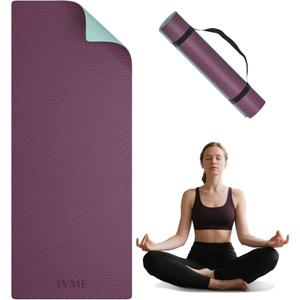 Yoga Mat Non Slip, Anti-Tear 1/4" & 2/5" Thick TPE Yoga Mats for Women and Men, a stylish and practical dual-tone yoga mat.72"x24" Exercise & Fitness Mat with Carrying Strap, Workout Mats for Yoga, Pilates and Floor Exercise