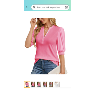 Summer Tops for Women 2025 Trendy Dressy Casual Blouse Puff Short Sleeve Shirts Knit Henley V Neck T Shirt Tunic S